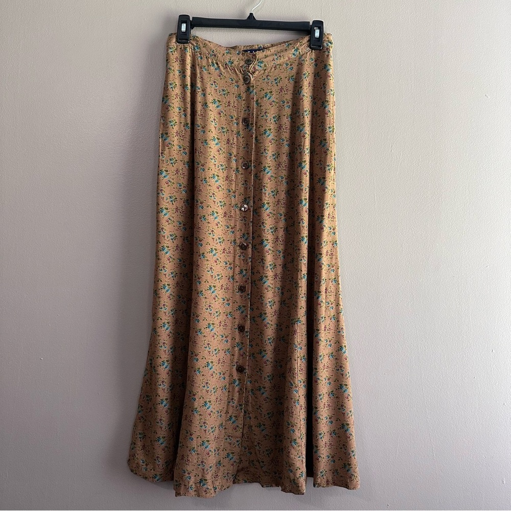 GAP Floral Button-Down Midi Skirt - Tan